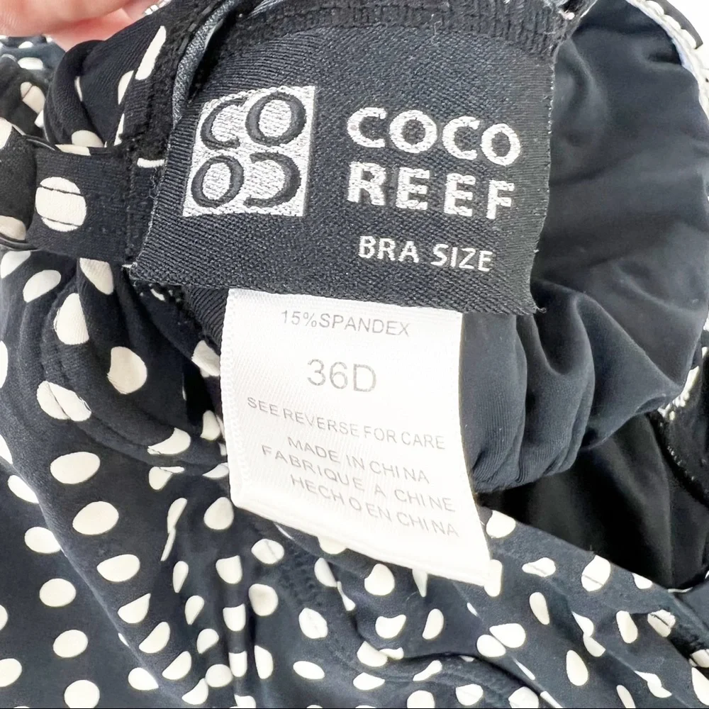 Coco Reef Polka Dot Mod One-piece with Ruffle Overlay 36D - Picture 10 of 11